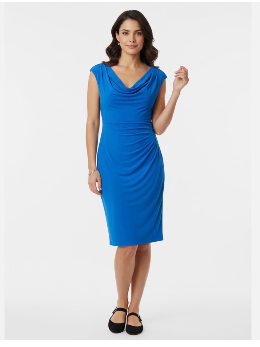 Ralph Lauren Cobalt Blue Cowl Neck Midi Dress